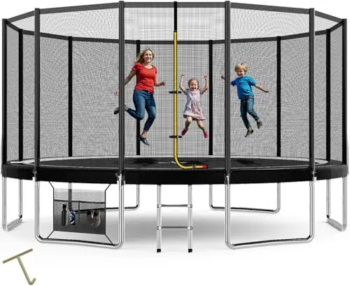 Devoko Trampolín Exterior con Canasta de Baloncesto Ø183 cm, trampolín de jardín Resistente, Estructura de Acero galvanizado con Bolsa de Almacenamiento, para niños y Adultos