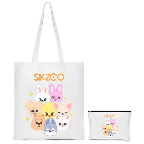 SOSAYI Stray Merch para Stay, Skzoo Yute, bolsa de yute SKZ y neceser, artículo para fans de Kpop Stray, Blanco