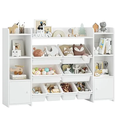FOREHILL Mueble Almacenaje Juguetes 8 Cajas Extraíbles, Blanco