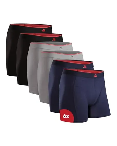 DANISH ENDURANCE Calzoncillos Hombre Boxer de Bambu, Con o Sin Bragueta, Suaves y Elásticos, 6 Pack, Multicolore, S