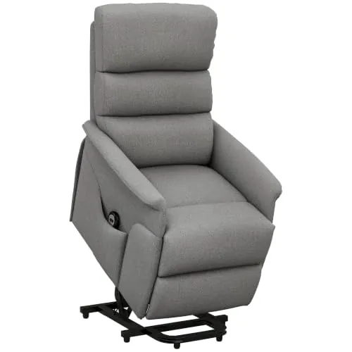 HOMCOM Sillón Relax Reclinable Eléctrico Levanta Personas en Lino Gris