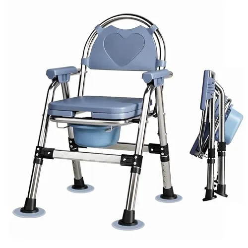 CYHWQ Silla de inodoro plegable con altura ajustable, WC para personas mayores con orinal desmontable y cojín, adecuado para personas mayores, discapacitadas, embarazadas y heridas,Carga útil 200 kg