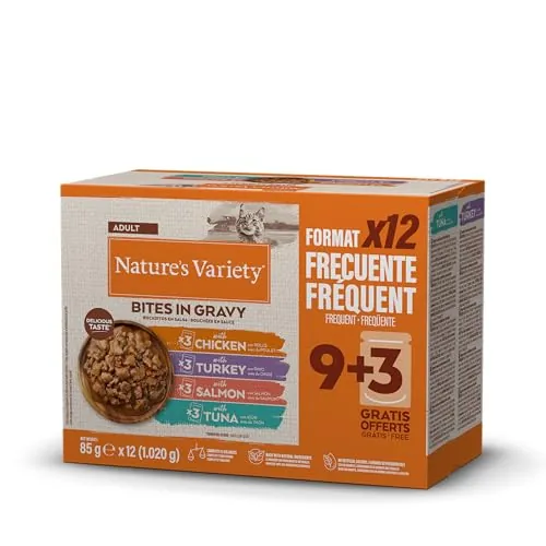 Nature's Variety Bocaditos en Salsa Comida Húmeda para Gatos Cajita Multisabor 12 x 85g