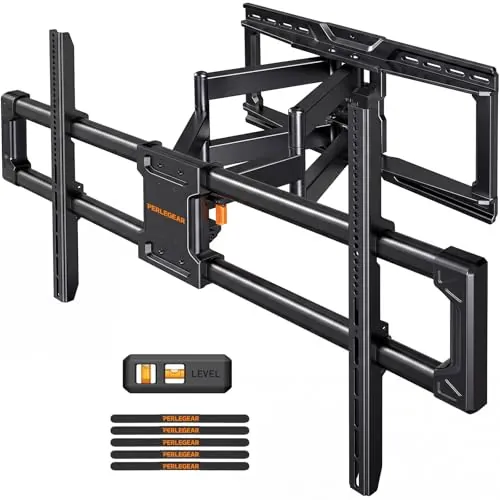 Perlegear Soporte TV Pared Movimiento Total para TVs 55" –120" hasta 100 kg, Soporte TV Resistente con Inclinación, Giro y Extensión, VESA máx. 900 x 600 mm