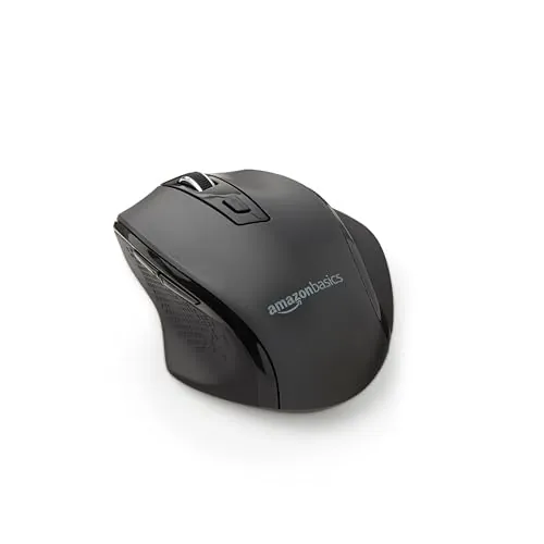 Amazon Basics Ratón inalámbrico ergonómico, DPI ajustable, negro