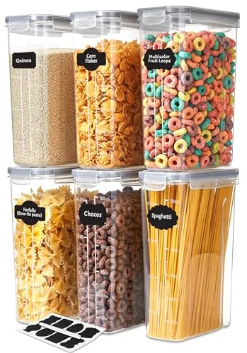 KICHLY Recipientes para cereales, paquete de 6, sin BPA, herméticos