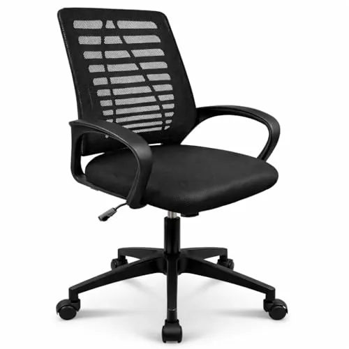 T-LoVendo - Silla de Oficina o Escritorio ergonómica con Soporte Lumbar y Respaldo de Malla Transpirable. Altura Regulable. Giratoria