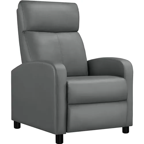 Yaheetech Sillón Relax Reclinable Manual, Tapizado en Piel Sintética Gris