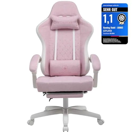 GTPLAYER Silla de Gaming, Silla de Oficina con Cojín con Muelles Ensacados, Reposapiés y Reposapiés articulados, Silla de ordenador Ergonómica con Respaldo Alto con Soporte Lumbar PW