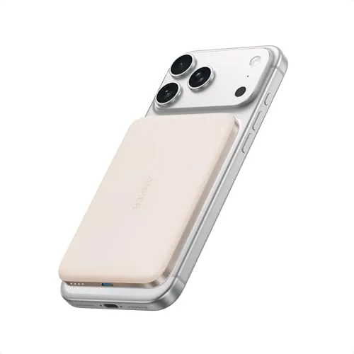 Anker Nano Certificado Qi2 15W Power Bank Magsafe ultradelgada de 5000 mAh, Cargador portátil Compatible con MagSafe,diseño ergonómico, Solo para iPhone 17/16 Pro Max/15/14,Rose Gold