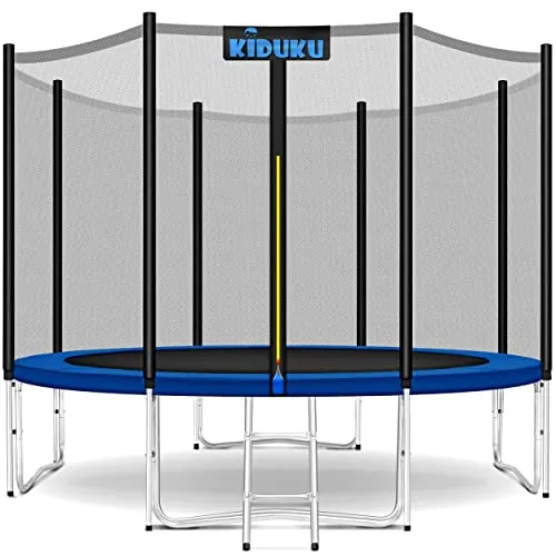 KIDUKU® Cama Elástica de Jardín Ø 305 cm | Set Completo con Red de Seguridad, Escalera, Cobertura, Anclajes y Accesorios | Trampolín Exterior Infantil Niños