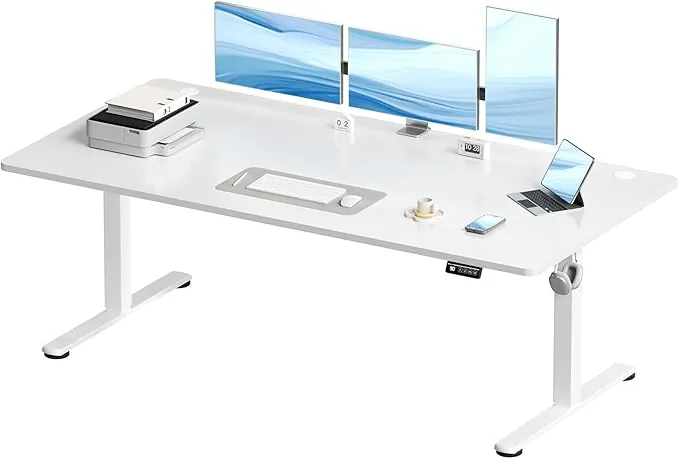 Devoko 180x80 cm Escritorio Regulable en Altura, Escritorio Elevable Eléctrico Telescópico Bidireccional, Escritorio de Oficinay Hogar, para Estudio en Casa con Tablero Ensamblado, Blanco