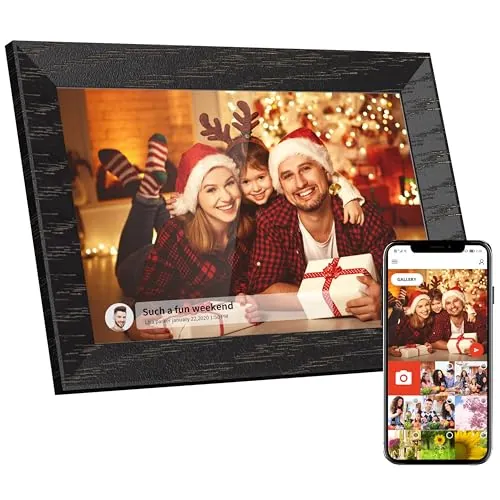 Tibuta Marco de Fotos Digital WiFi de 10,1 Pulgadas, 1280 x 800 IPS, Pantalla táctil Digital, Nogal 16G, comparte Fotos o vídeos a través de la aplicación Uhale Los Mejores Regalos para mamá