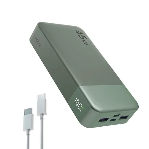 NOBIS Powerbank 20000mah,PD3.0 45W Batería Portátil Carga Rápida,QC4.0 Bateria Externa con Pantalla LED para MacBook, Phone 15 14 13 Pro S23 S22