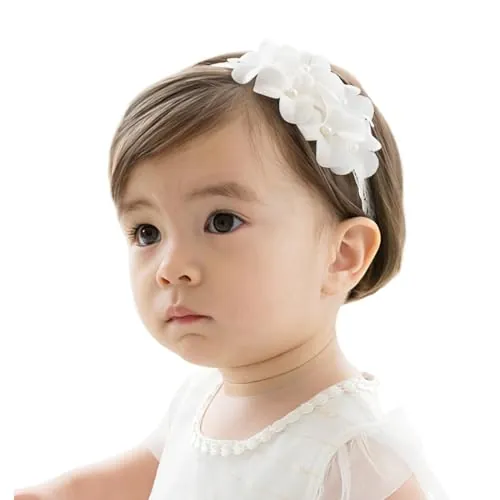 GGUFAY Diadema blanca para bebé, diadema elástica floral, accesorio para la foto, accesorios para fotografía de bebé, accesorios para recién nacidos