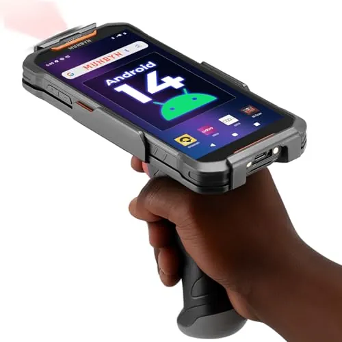 MUNBYN 2026 Nuevo Escáner de Código de Barras Android 14 Actualizable a 18, PDA Móvil 4 GB + 128 GB, 7000mAh, Escáner SE4710 1D/2D/QR Code, Carga Rápida, Resistente a Caídas de 2m, AS01P