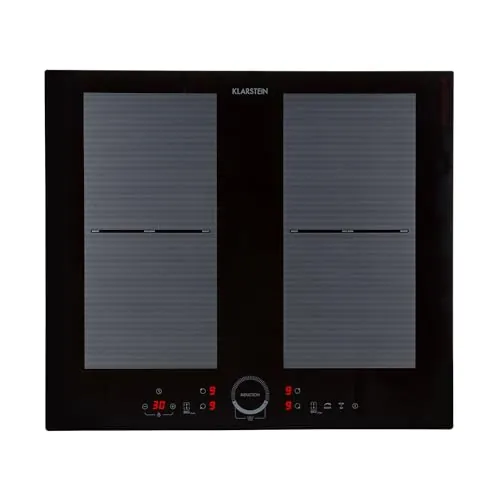 Klarstein Placa Induccion Eléctrica, 7000W, Vitrocerámica Inducción Eléctrica de 4 Fuegos, Placas de Cocción de Sobremesa, Control Táctil, Placas de Cocción de Inducción, Eléctricas para Cocinar