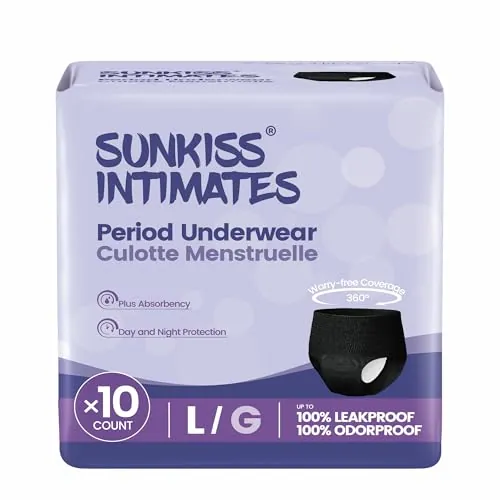 SUNKISS INTIMATES Bragas Menstruales Desechables Mujer L, Negro, 10 Uds