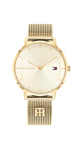 Tommy Hilfiger Reloj Analógico de Cuarzo para Mujer con Correa de Malla de Acero Inoxidable de Color Dorado - 1782286