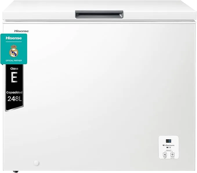 Hisense FT321D4AWLE - Arcón Congelador Horizontal, Cesta con Asa, Función Dual convertible en Modo Frigorífico, con 248 L de Capacidad Neta, Silencioso, Color Blanco