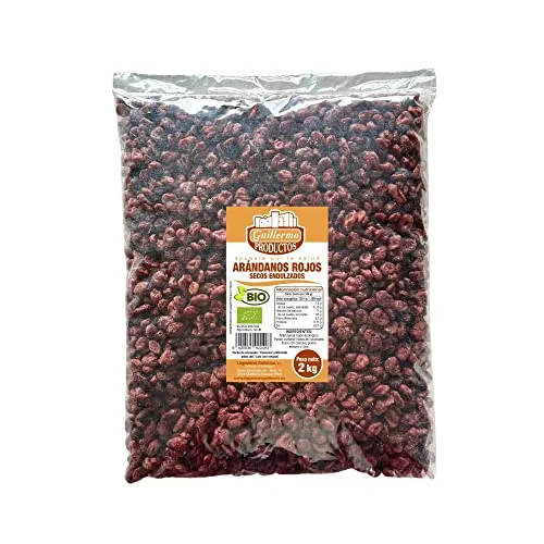 Guillermo | Arándanos rojos secos BIO - Bolsa 2kg. | 100% ecológico | Mejora la salud del cabello | Reduce la tensión arterial y favorece la presencia del colesterol bueno