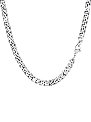 PROSTEEL Cadena Hombre Acero Inoxidable, Collar Cubano Eslabones 6mm 55cm
