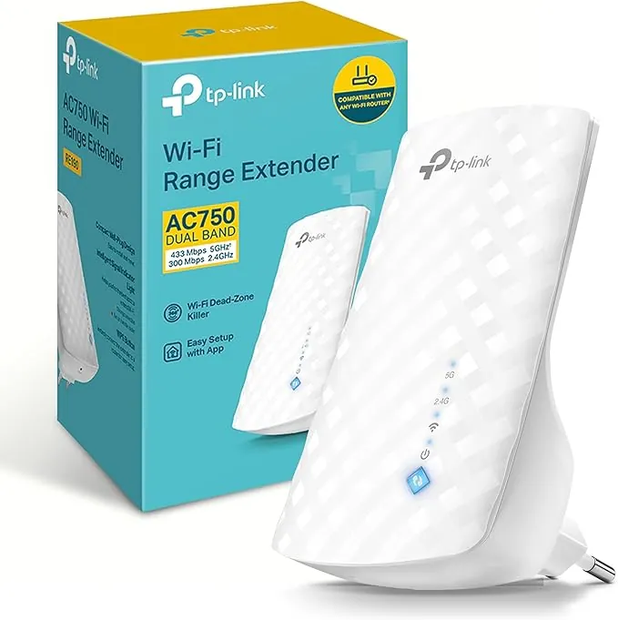 TP-Link RE190 AC750 - Amplificador Señal WiFi, 433Mbps en 5GHz 300Mbps en 2.4GHz con EU Enchufe, WPS, Indicador LED de Señal, Antenas Internas, Blanco