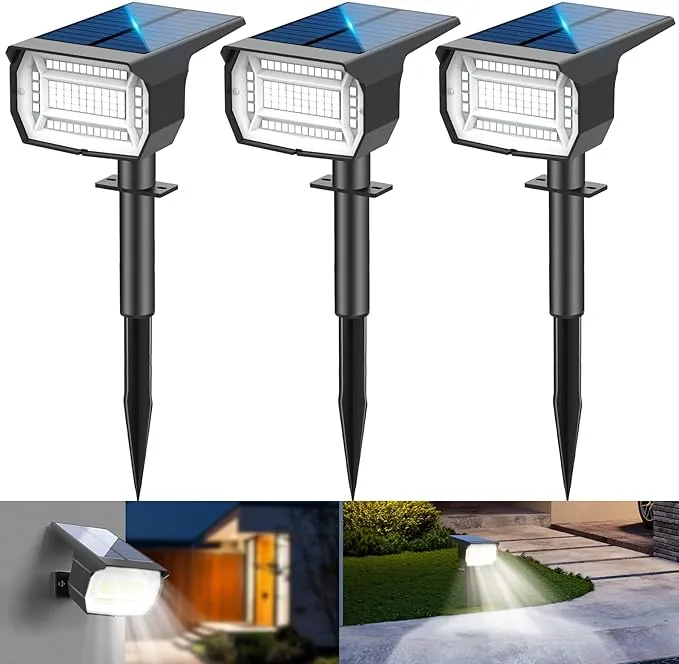 LOTMOS [72 LED/3 Piezas Luces Solares Exterior Jardin Impermeable IP67 Focos, Lampara para Patio,Caminos,Terraza,Suelo,Calzada,Piscina,Césped,Carril,Camping