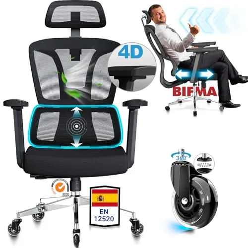 MELOKEA Silla de Oficina Ergonómica,Silla Escritorio 200KG, Hogar y Oficina