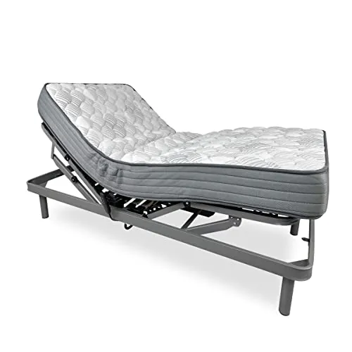 DUÉRMETE ONLINE Pack Cama Eléctrica Articulada Reforzada Ergomedic Pro con Colchón Viscoelástico Dorsaltec, Gris Antracita, 90 x 190 cm