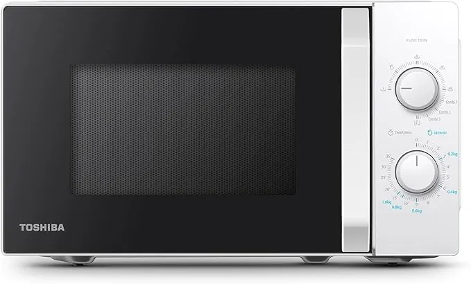 Toshiba MW2-MG20P(WH) Horno microondas 3 en 1 con grill, 20 L, 5 niveles de potencia ajustables, temporizador, 700 W, grill 1000 W, blanco