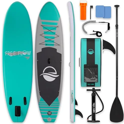 SereneLife tabla paddle surf hinchable, Cubierta antideslizante, Aleta inferior para remar, Estuche para guardar, Barco de pie para jovenes y adultos