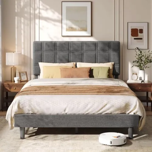 VASAGLE Estructura Cama, Cabecero Ajustable, 135 x 190 cm
