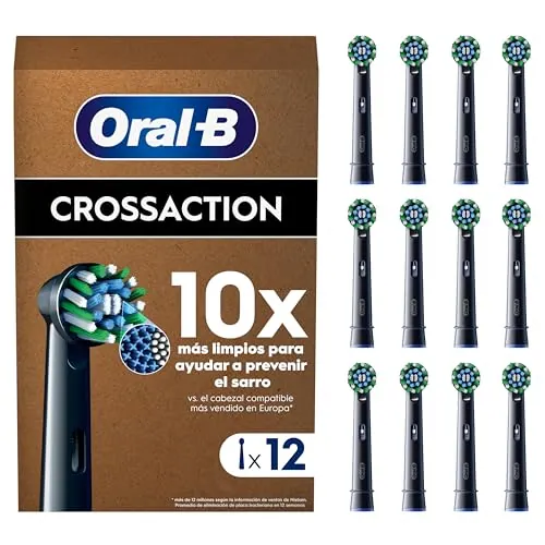 Oral-B Pro CrossAction Cabezales de Recambio Originales, Negro, Pack de 12