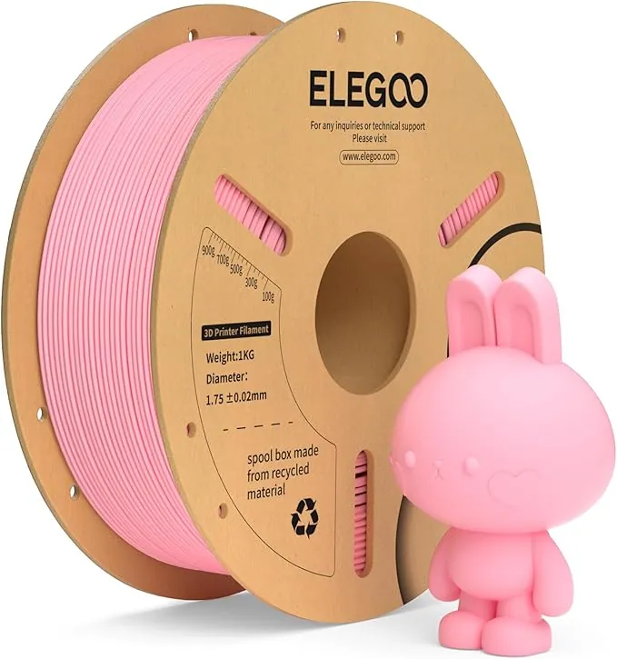 ELEGOO Filamento PLA+ 1.75 1KG Rosa, Filamento PLA Plus para Impresora 3D, Precisión Dimensional +/- 0.02mm, Carrete Filamento 3D,para Mayoría Impresoras 3D