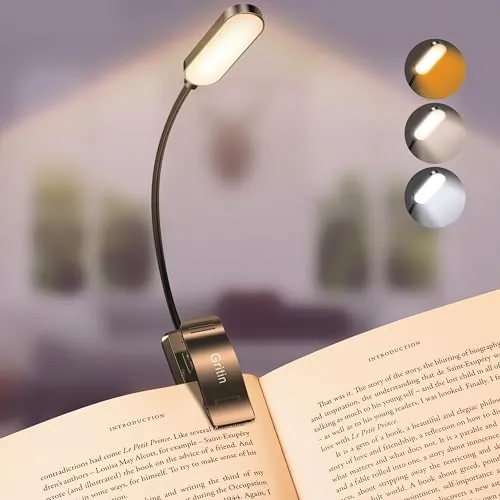 Gritin 16 LED Luz de libro, Lampara Libro de Lectura, 3 Modos de Protección