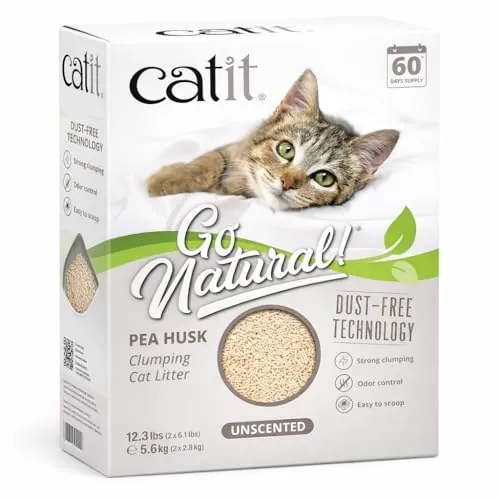 Arena para Gatos Aglomerante de Cascara de Guisante Go Natural, Sin Aroma