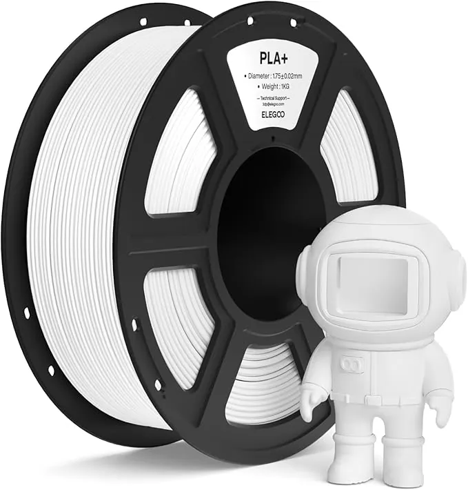 ELEGOO Filamento PLA+ 1.75 1KG Blanco, Filamento PLA Plus para Impresora 3D, Precisión Dimensional +/- 0.02mm, Carrete Filamento 3D, para Mayoría Impresoras 3D