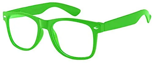 Boolavard - Gafas de nerd – Gafas de moda falsas para niños – Gafas falsas sin prescripción, sin polarización – Gafas de disfraz para Halloween o cosplay Edad 4-12, Green, Small