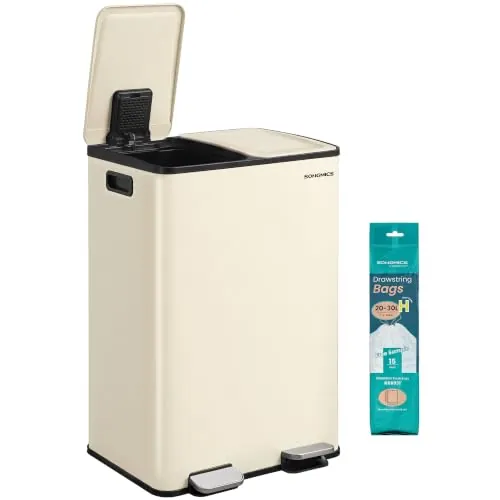SONGMICS Cubo de Basura de Cocina, 2 x 30 L, Acero