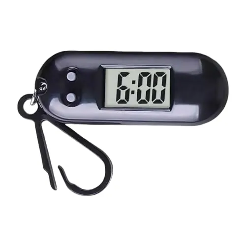 Shuade Reloj de bolsillo con llavero digital LED portátil en miniatura para estudiantes y niños, ligero, con colgante de mochila, negro