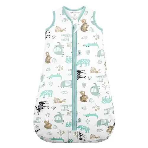 Mosebears Saco de Dormir para bebé de Invierno 2,5 TOG,100% algodón para Diferentes tamaños,Desde el Nacimiento hasta la Edad de 24 Meses para niños(Blau-Zoo,6-12 Meses)