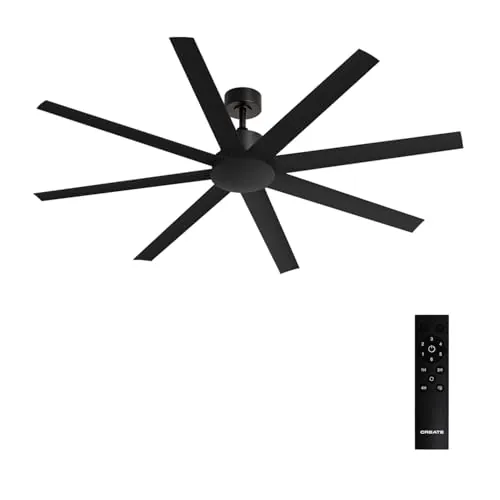 CREATE / WIND INDUSTRIAL XL/Ventilador de techo negro con mando / 40W, Silencioso, Ø165 cm, 6 velocidades, programable, función verano-invierno
