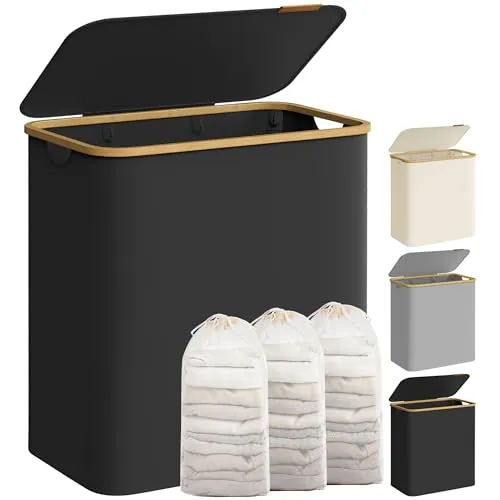 SONGMICS Cesto de Ropa Sucia con Tapa, 150 L, Plegable, 60x38,5x70,5 cm