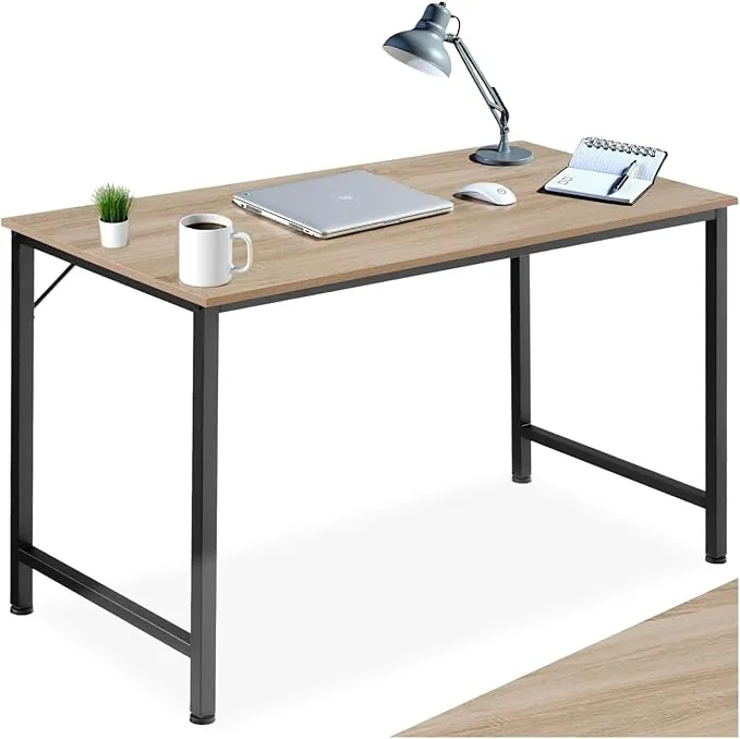 tectake® Mesa Escritorio de Madera con Estructura Resistente, Mesa de Ordenador para Oficina, Diseño Industrial, Mesa de Escritorio Moderna - 60 x 140 x 75,5 cm Madera Industrial Clara, Roble Sonoma