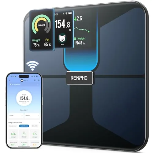 RENPHO Bascula Inteligente con App, 18 Métricas, Recargable, WiFi/Bluetooth