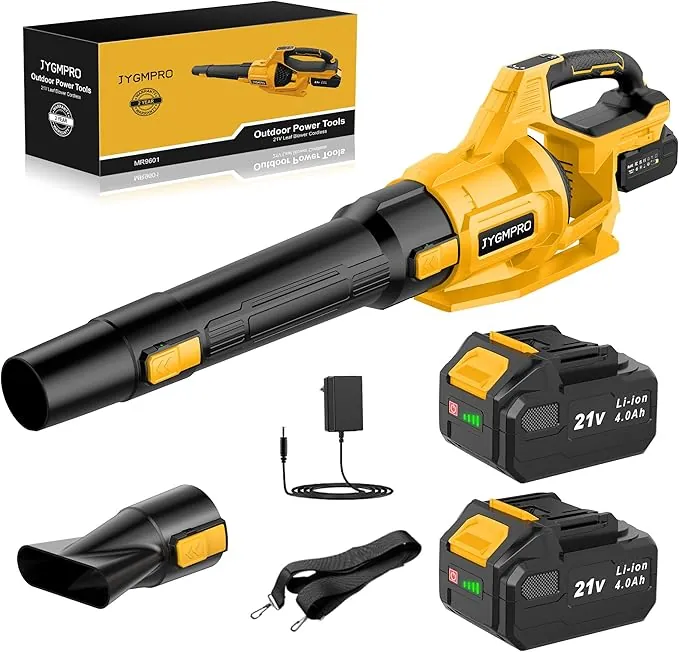 21V Soplador de Hojas, Soplador Bateria con 2 Baterias 4.0Ah, 2 Tubos de Soplado, 3 Ajustes de Velocidad, Correa para el Hombro para Soplar Hojas, Nieve, Polvo y Residuos