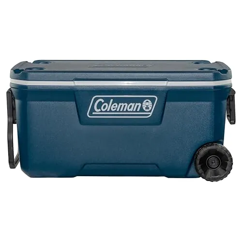 Coleman 100QT Xtreme Wheeled Cooler Box | Nevera Portátil Rígida con Ruedas, de Gran Capacidad | 94 L, Azul/Blanco