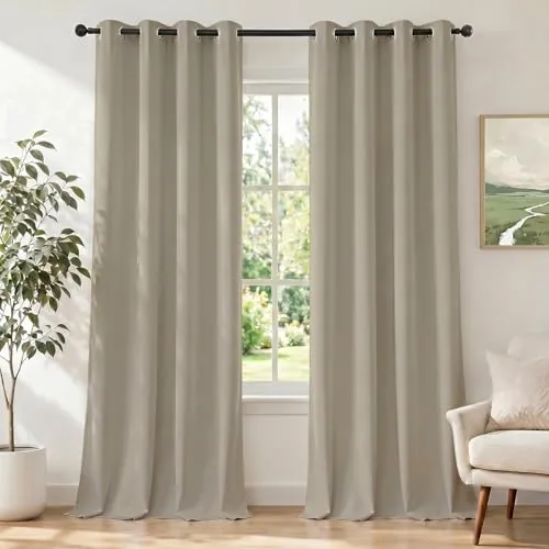 Ystyle Cortinas Salon Dormitorio 2 Piezas, 140×225cm, Beige