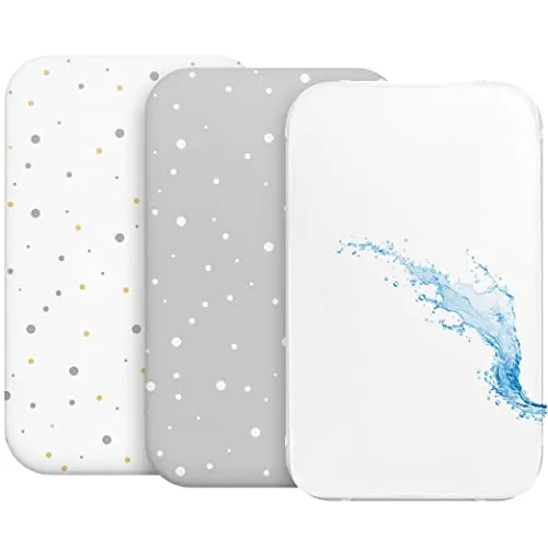 Sábana Bajera Cododo (Juego de 2) + 1 Protector de colchón Impermeable con elástico, 3 en 1, tamaño 50 x 83 cm, Compatible con cunas, Cama de colchón Cododo Bebe para niña y niño, diseño Gris